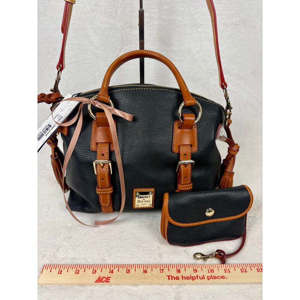 Dooney & Bourke NWT Bristol Satchel, Black Pebble Leather with Matching Pouch - Picture 15 of 16